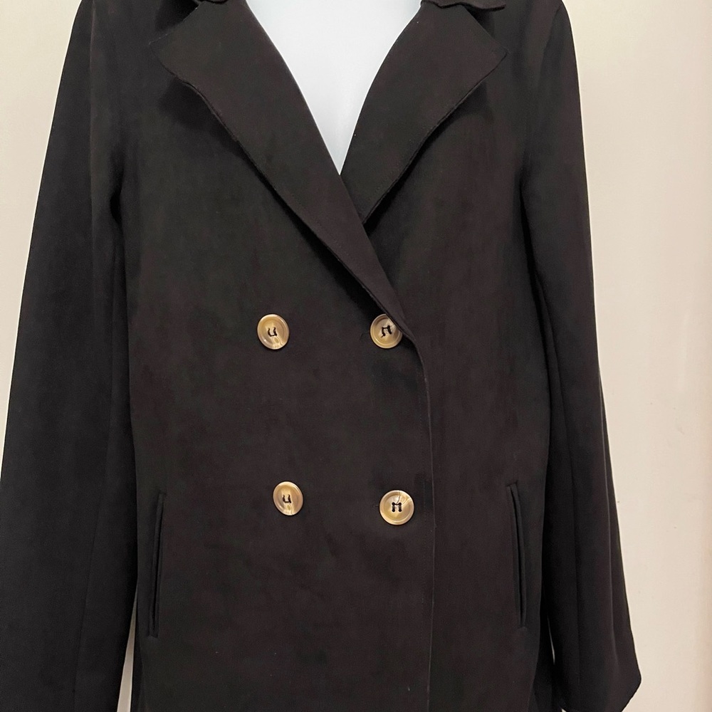 Faux suede style pea coat